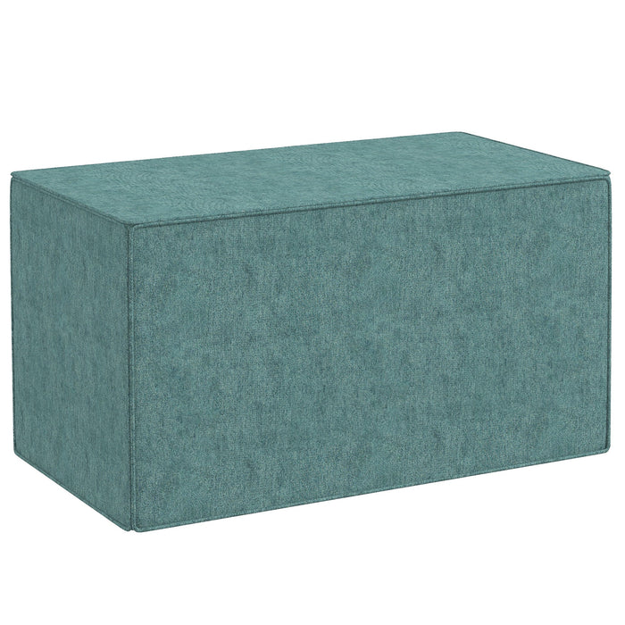 Pouf Poggiapiedi Rettangolare 75x41x41 cm Rivestimento Rimovibile in Tessuto Effetto Lino Verde