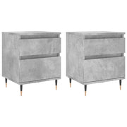 Set di 2 Comodini | Armadio da Notte | Mobiletto da notte Grigio Cemento 40x35x50 cm in Legno Multistrato