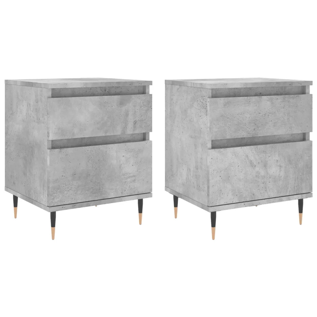 Set di 2 Comodini | Armadio da Notte | Mobiletto da notte Grigio Cemento 40x35x50 cm in Legno Multistrato