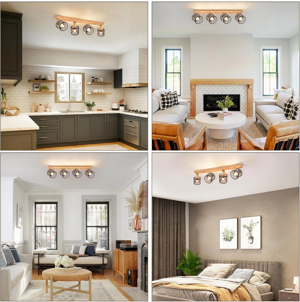 ZMH Faretto da soffitto neri 4 fiamme E14 moderni max 25W per soggiorno