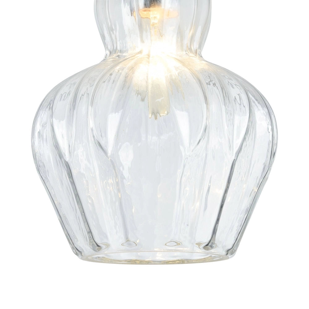 Sospensione Contemporanea Eustoma Metallo Nichel 1 Luce Diffusore Vetro Trasp.
