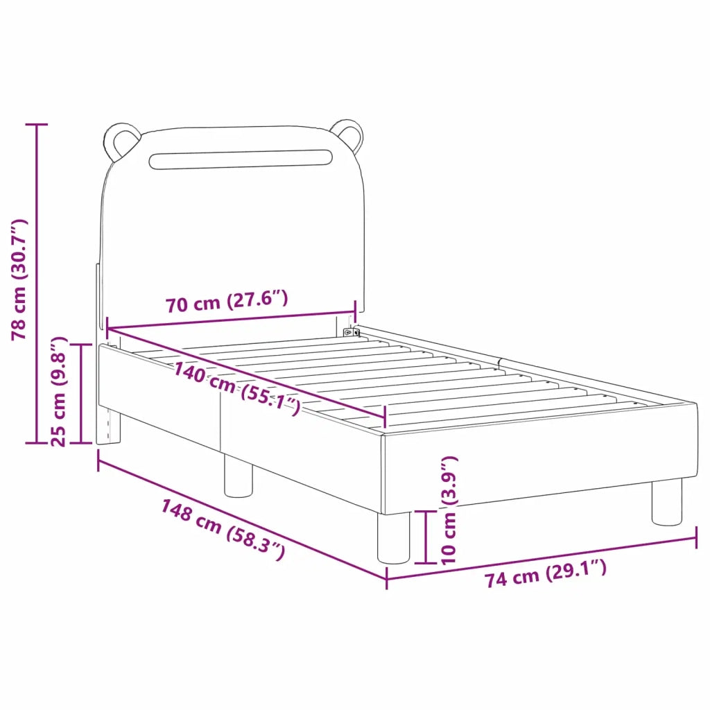 Struttura letto per bambini con testata Rosa 70 x 140 cm 42011207