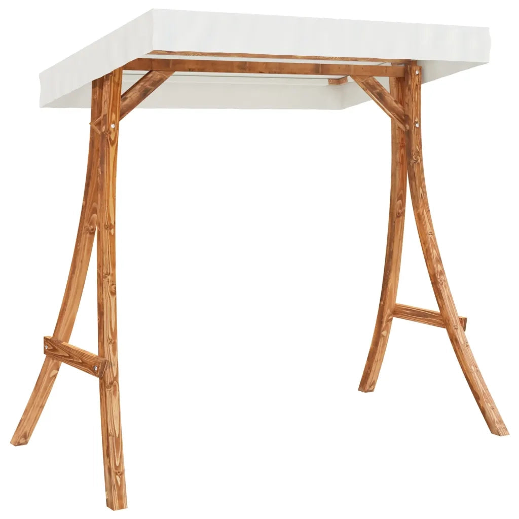 Altalena con Tetto Crema Legno Massello Ricurvo Finitura in Teak 313937