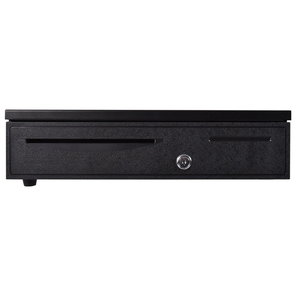 Cassetto portadenaro scorrevole 40,5 x 42 x 9 cm con serratura a chiave e vassoio estraibile moderno acciaio nero 20_0014343