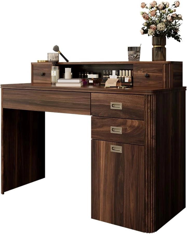 Tavolo da toilette Neria, Rovere rustico, 120 cm Senza specchio, Design rustico per un'atmosfera calda e naturale nell'ambiente