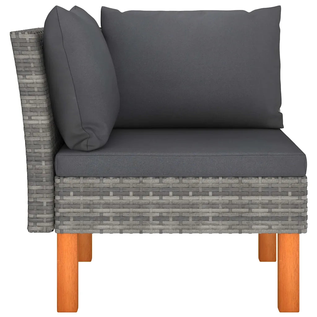 Salotto da Giardino-Set di Divani da Giardino 3 pz Polyrattan Massello di Eucalipto