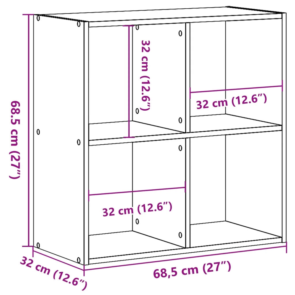 Libreria Grigio Sonoma 68,5x32x68,5 cm in Legno Multistrato 852830