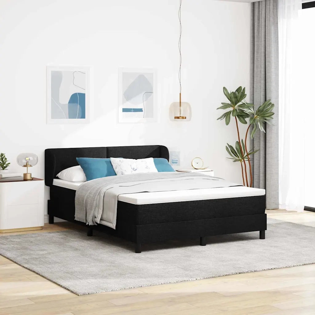 Letto a molle con materasso Nero 140 x 200 cm Tessuto 3340026