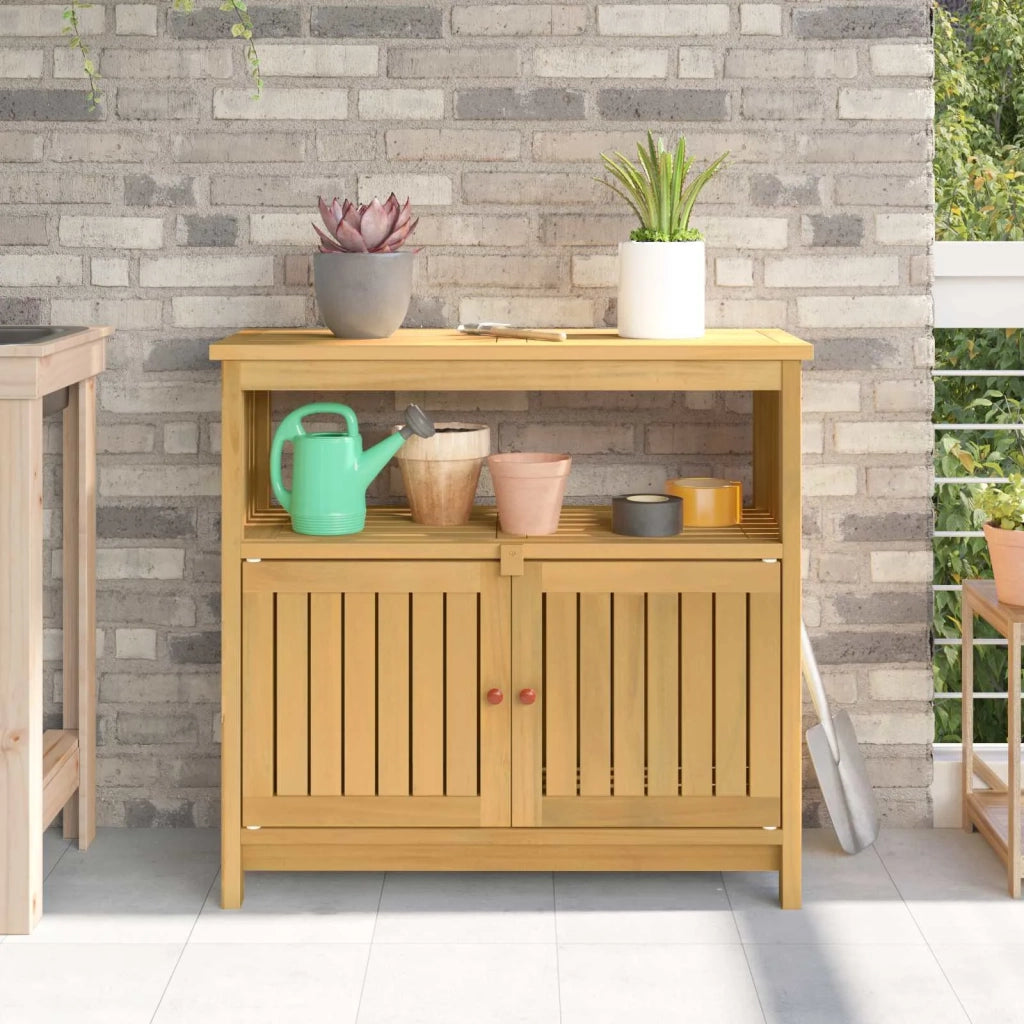 Tavolo consolle da giardino Acacia chiaro 80 x 35 x 75 cm