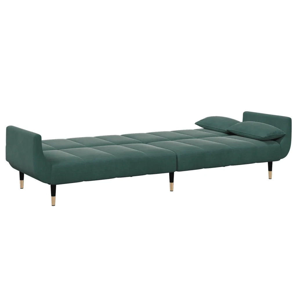 Divano Letto a 2 Posti con Poggiapiedi Verde Scuro in Velluto 3258153