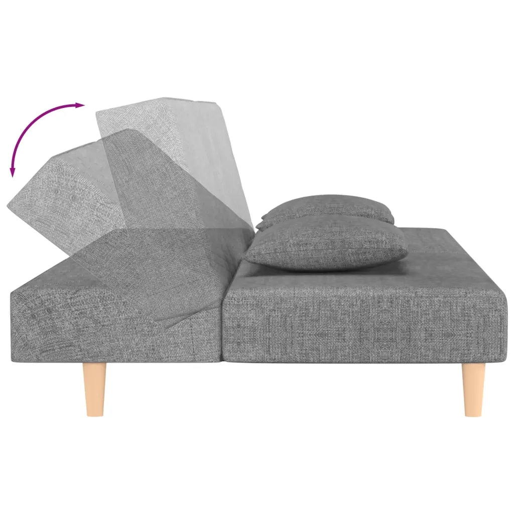 Divano Letto a 2 Posti con 2 Cuscini Grigio Chiaro in Tessuto 375887