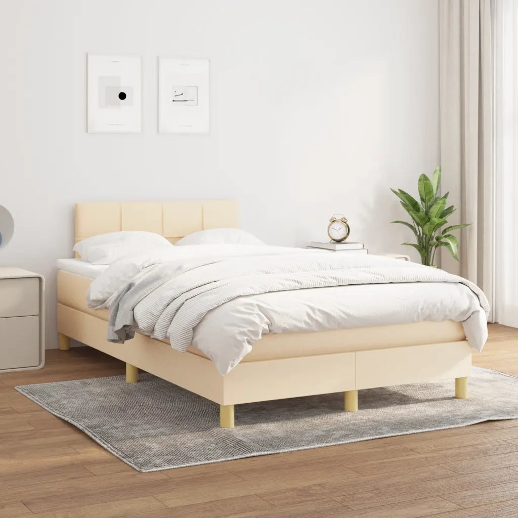 Giroletto a Molle con Materasso Crema 120x190 cm in Tessuto
