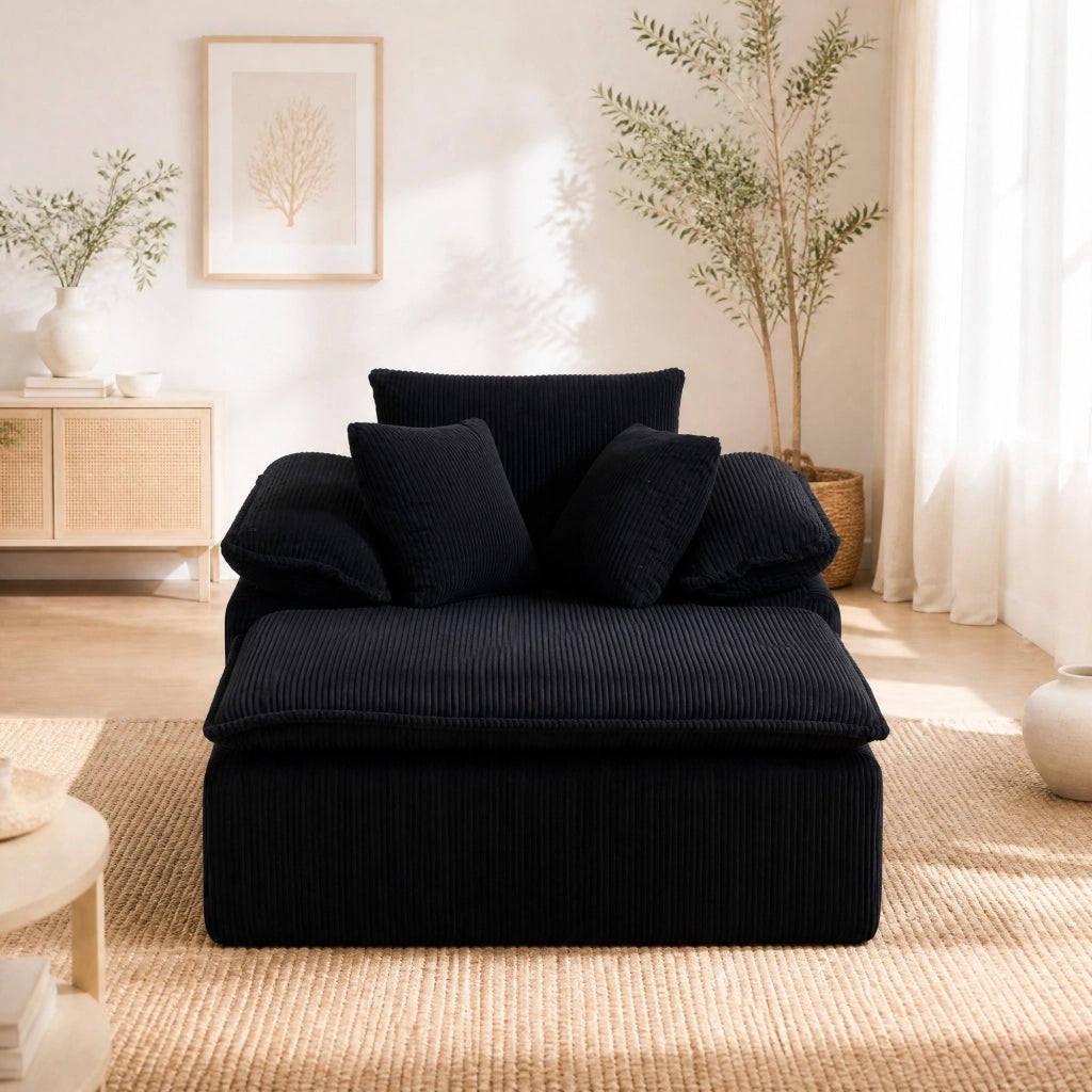 DIVANO Relax senza installazione 177x122x92 cm in velluto a coste Nero