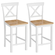 Set 2 Sedie da Bar con Schienale e Poggiapiedi ¨C Zephmum ¨C Legno Hevea Colore E+Beige