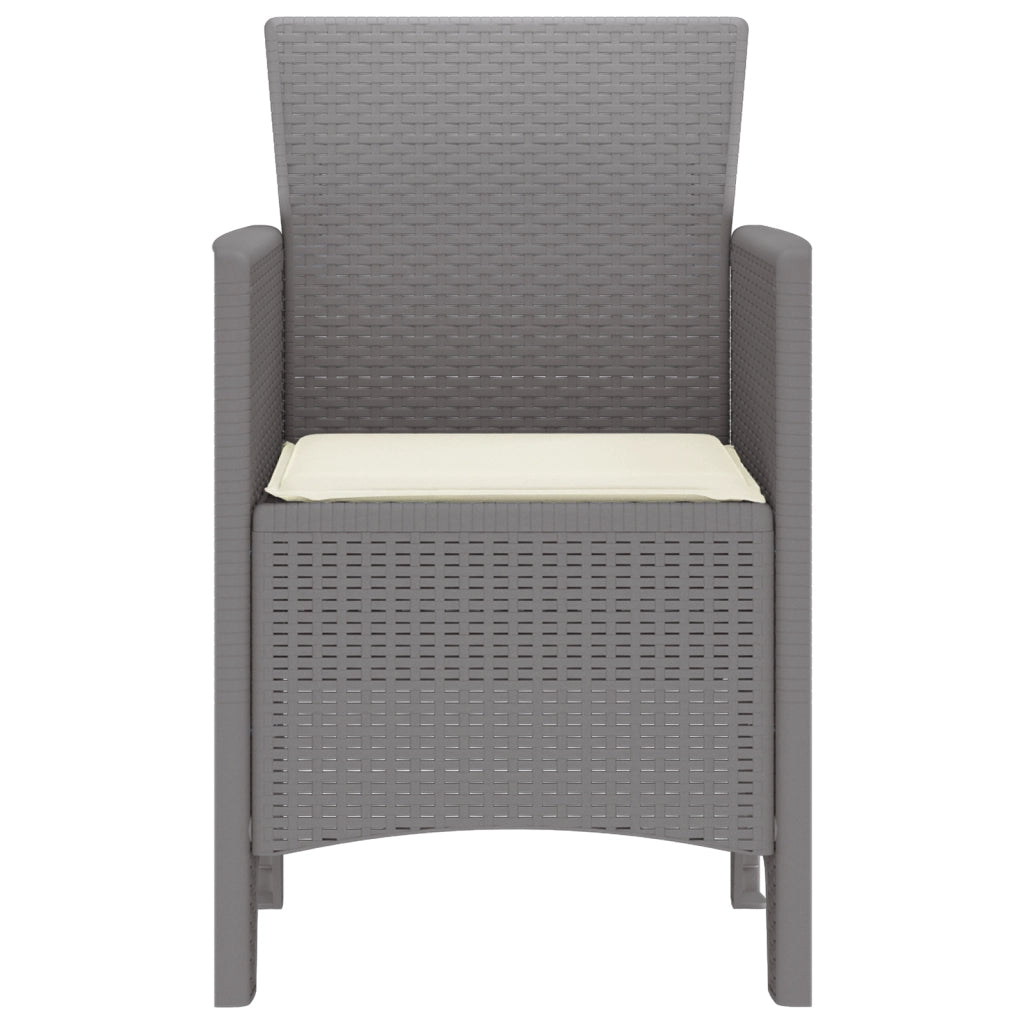 Sedie da Giardino con Cuscini Set di 4 Grigio Chiaro Polyrattan