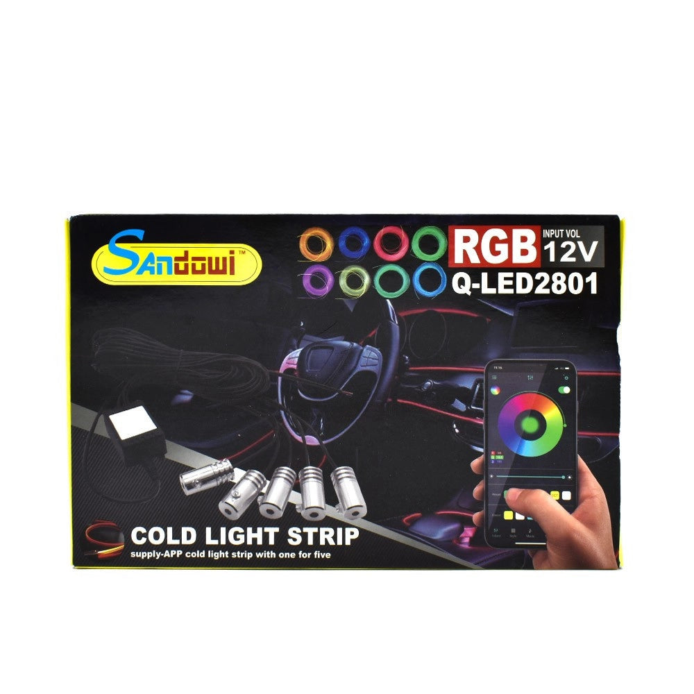 Trade Shop - Striscia Led Illuminazione Decorativa Rgb Led Strip Neon 12v Per Auto Q-led2801 -