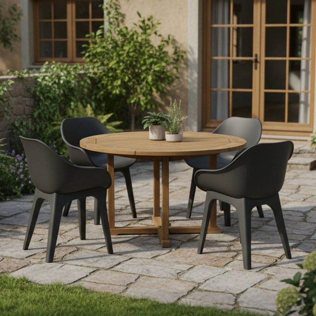 Beachfield, Sedia da Esterno 4 Sedie Made in Italy, Nero Antracite
