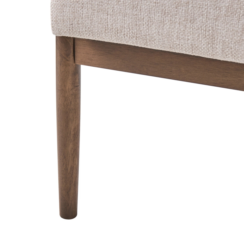 Divano da salotto a 3 posti in tessuto e struttura in legno beige e marrone scuro struttura in legno stile retrò