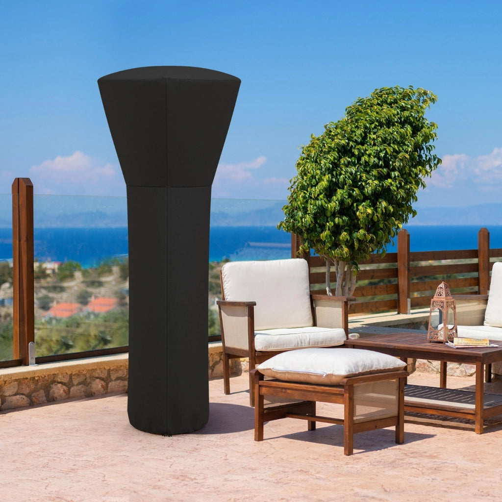 Copertura per riscaldatore da patio con cerniera e borsa per trasporto, Copertura per riscaldatore a propano da esterno Nero