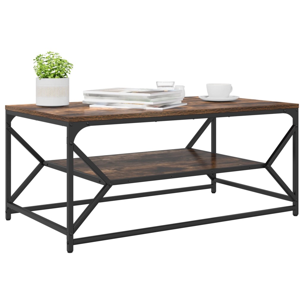 Tavolino da CaffÃ¨ con Ripiano Rovere Affumicato 90x50x40 cm Legno Truciolare