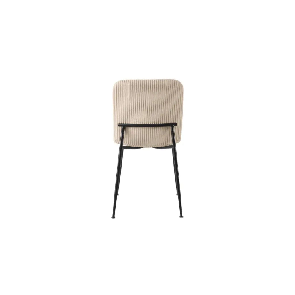 Sedia da sala da pranzo CORDUROY – Velluto a coste beige – Gambe in metallo nero – Stile design