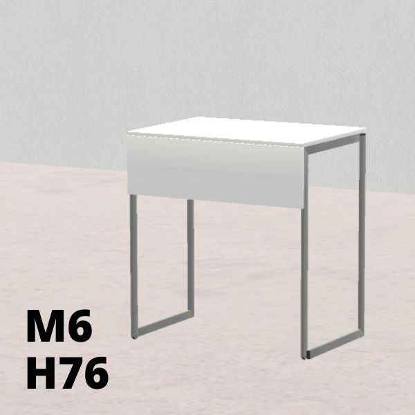 TAVOLO PINO R 50x70cm H76cm, struttura grigia con ruote, piano in melamina bianco T.TRPR.M.5070.M6rGC.BB