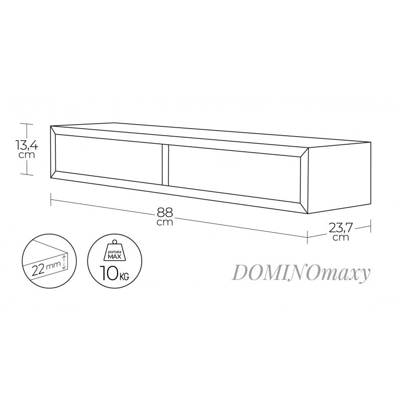Mensola da Muro con Cassetto, Comodino Sospeso, Mensola da Parete, Rovere Tabacco, 88,2x13,4 p23,7 cm - Domino Maxi