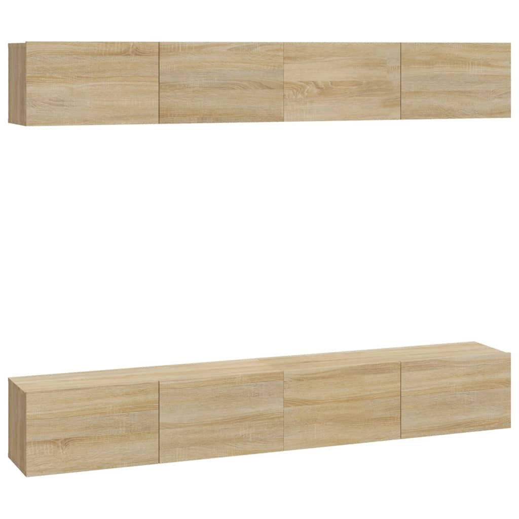 Mobile TV multimediale da parete mensola TV supporto TV sala da pranzo soggiorno camera da letto 4 pezzi rovere Sonoma 100 x 30 x 30 cm marrone 02_0029079