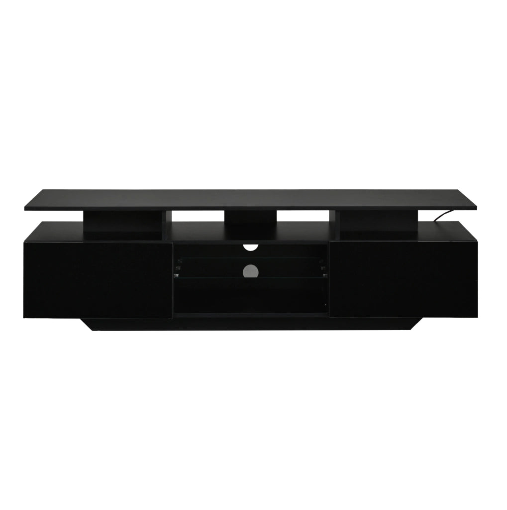 Mobile porta TV 160 x 40 x 45 cm con LED via app; 2 vani chiusi; MDF; nero