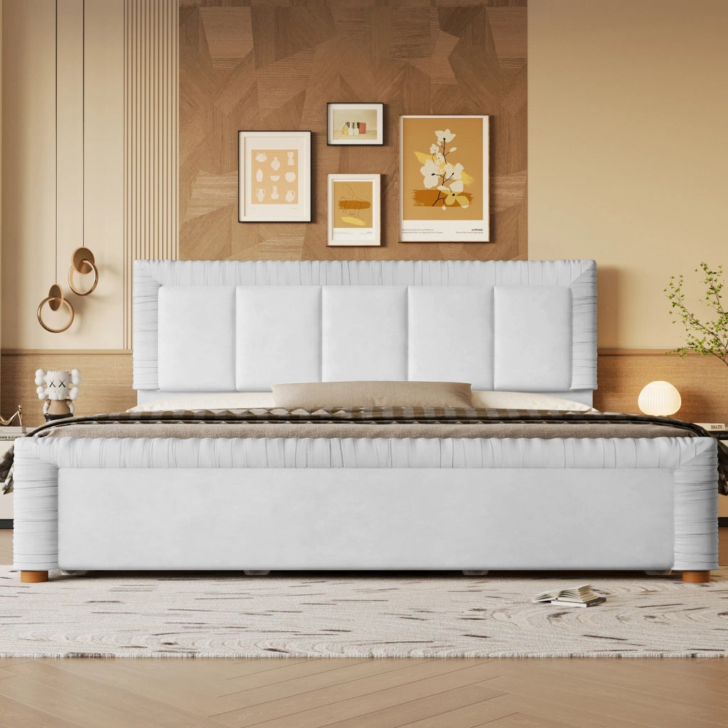 Letto imbottito grigio 180x200 cm in velluto francese con 2 cassetti