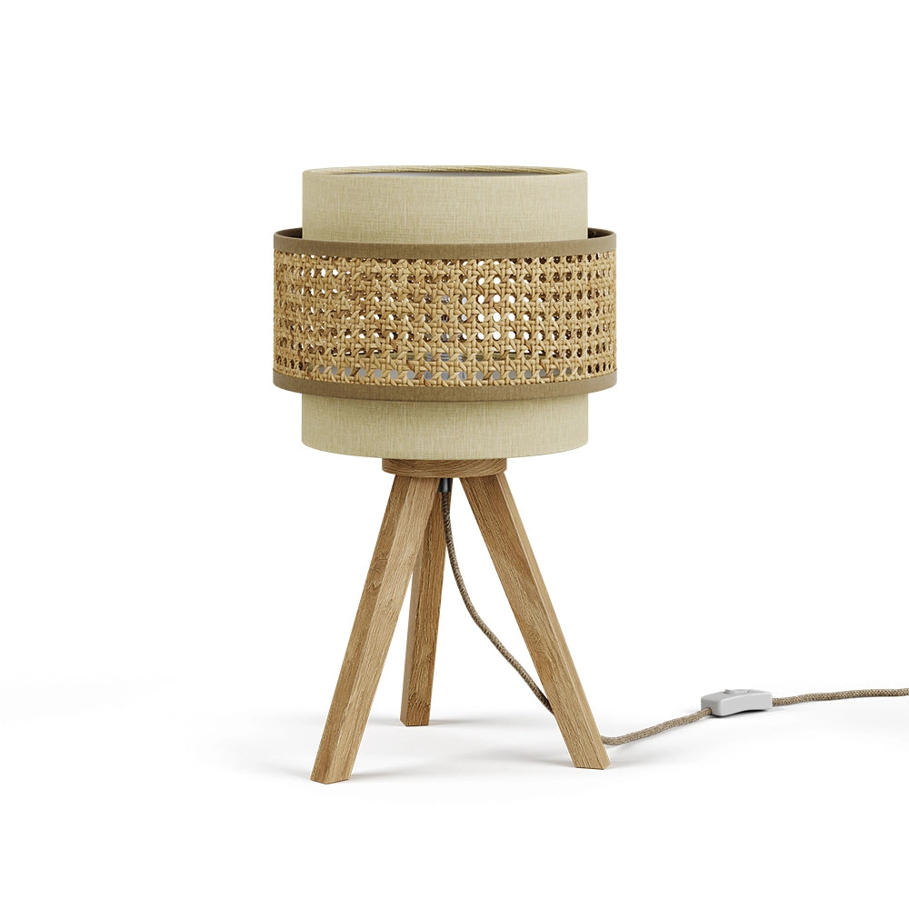 Vicco Lampada da tavolo Rattan/crema 26 x 45 cm con supporto