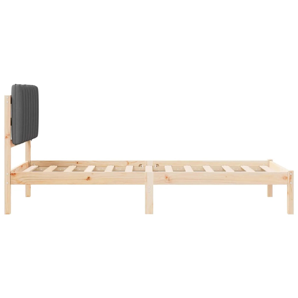 Letto con Testiera Rivestita Grigio Naturale e Scuro