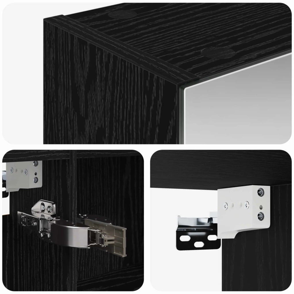 Mobiletto per specchio da bagno Rovere Nero 100 x 14,5 x 70 cm