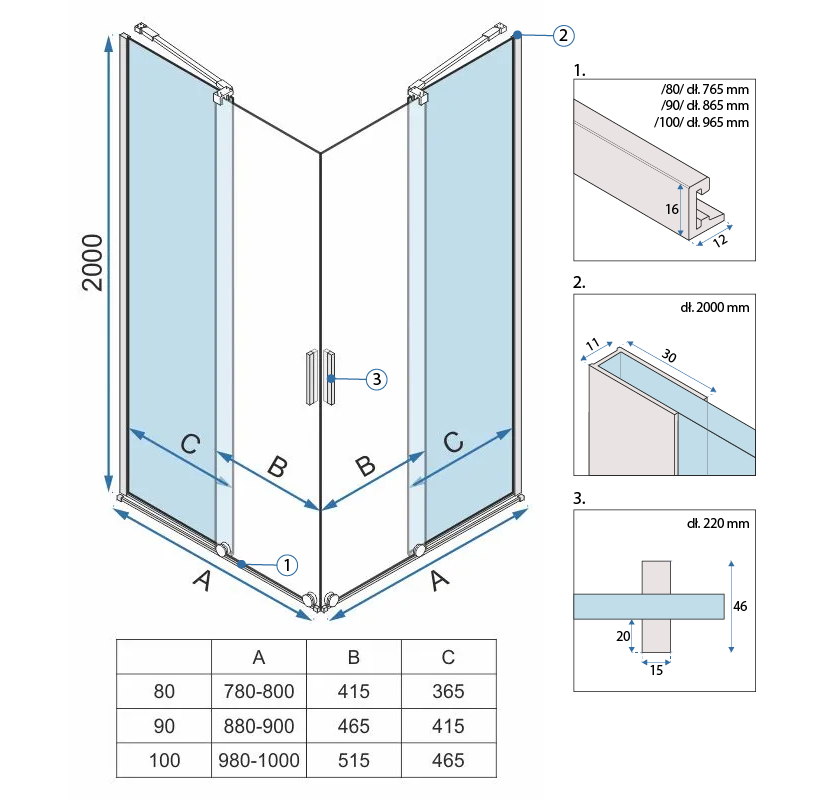 Cabina Doccia Rea Montana Double Gold Brush 80x100