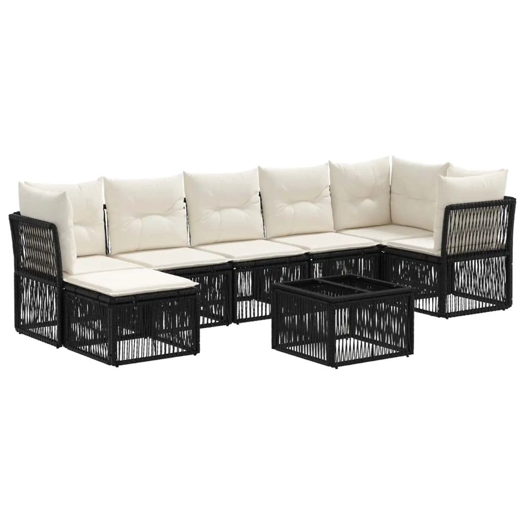 Set Divano da Giardino 8 pcs Nero polyrattan