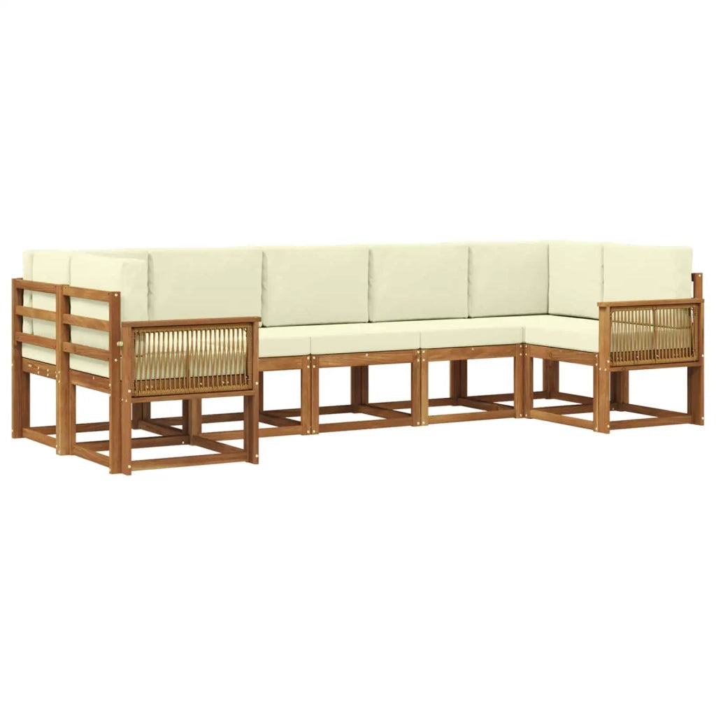 Set di divani da esterno con cuscino 7 pcs Naturale e Crema