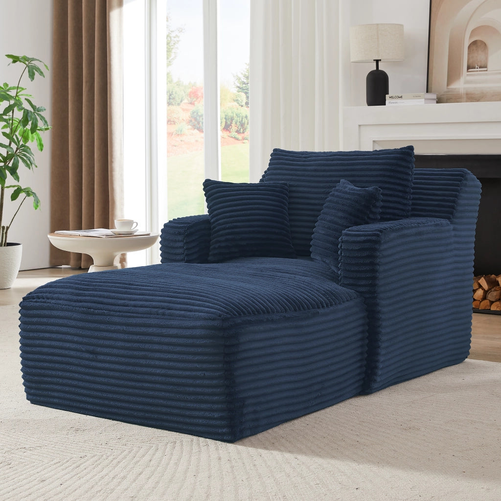 Chaise longue relax convertibile - funzione letto e design salvaspazio - in corduroy - blu