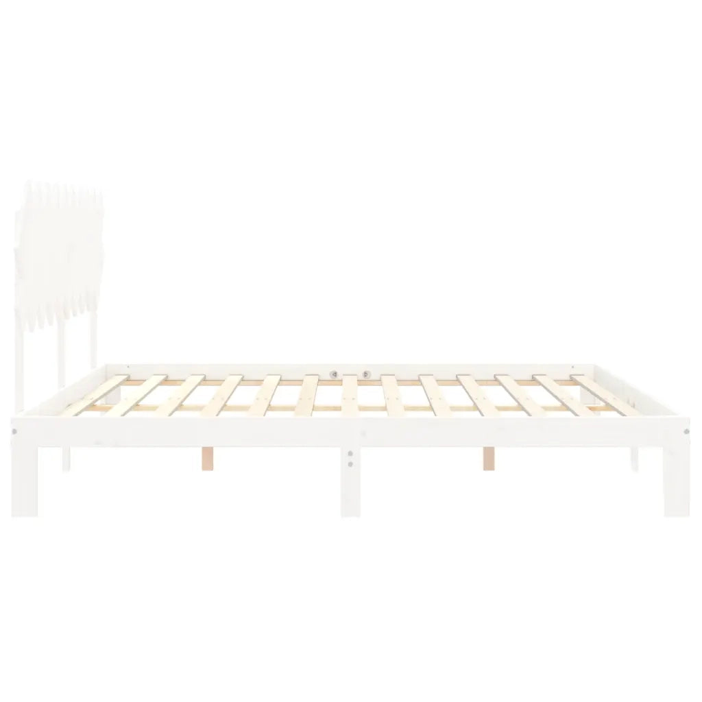 Giroletto senza Materasso Bianco 200x200 cm Legno Massello Pino