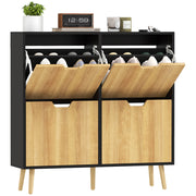 Cassettiera con 4 Cassetti e Ripiani Aggiustabili ¨C Zephmum ¨C 95x26x95 cm Legno Naturale e Nero