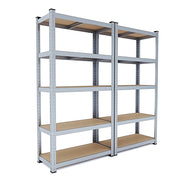 2 Scaffali In Metallo E MDF Ad Alta Portata Fino A 875 Kg Con 5 Ripiani Regolabili Ideali Per Garage Officina Cantina Capannone Magazzino Struttura Modulare 180 X 90 X 40 Cm