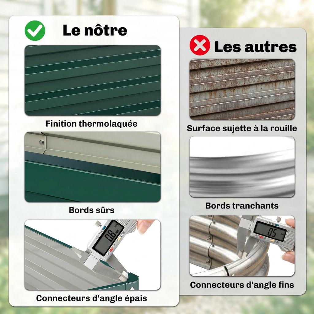 Carr¨¦ Potager Giardino Rettangolare ¨C Zephmum ¨C Verde Scuro Acciaio 120x60x30