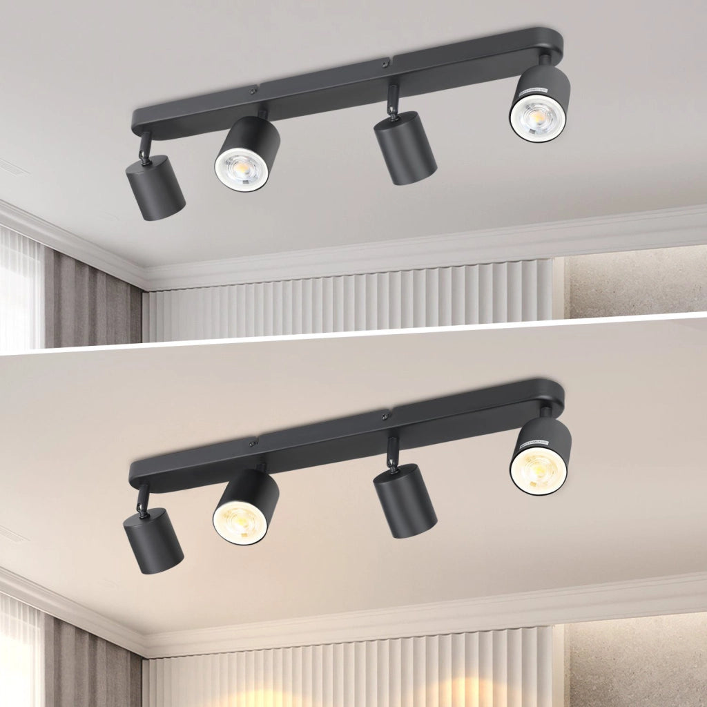 ZMH Faretto da soffitto neri 4 luci GU10 regolabili 350° max 25W