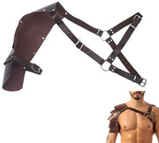 Cinturone di Protezione per Spalle Versatile - Stile Medievale - Costume di Pelle PU - Guerriero Viking da Costume - Adatto per Uomini - Materiale Duraturo