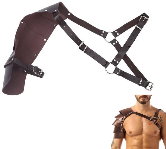 Cinturone di Protezione per Spalle Versatile - Stile Medievale - Costume di Pelle PU - Guerriero Viking da Costume - Adatto per Uomini - Materiale Duraturo