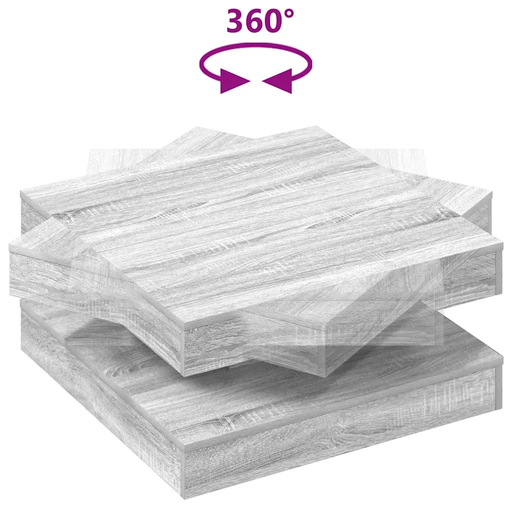 Tavolino da Caffè Girevole a 360 Gradi Grigio 70x70x34,5 cm 858484