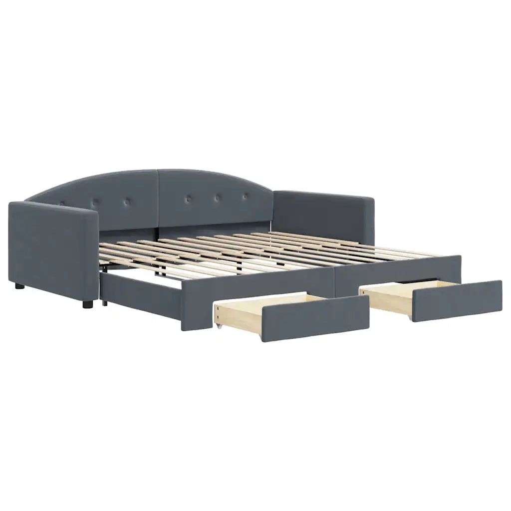 Divano Letto Estraibile Cassetti-Sofa Letto-Daybed Grigio Scuro 100x200cm Velluto 235832