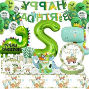 Decorazione di compleanno 2 anni dinosauro servizio da tavola - bambino dino palloncini tovaglioli