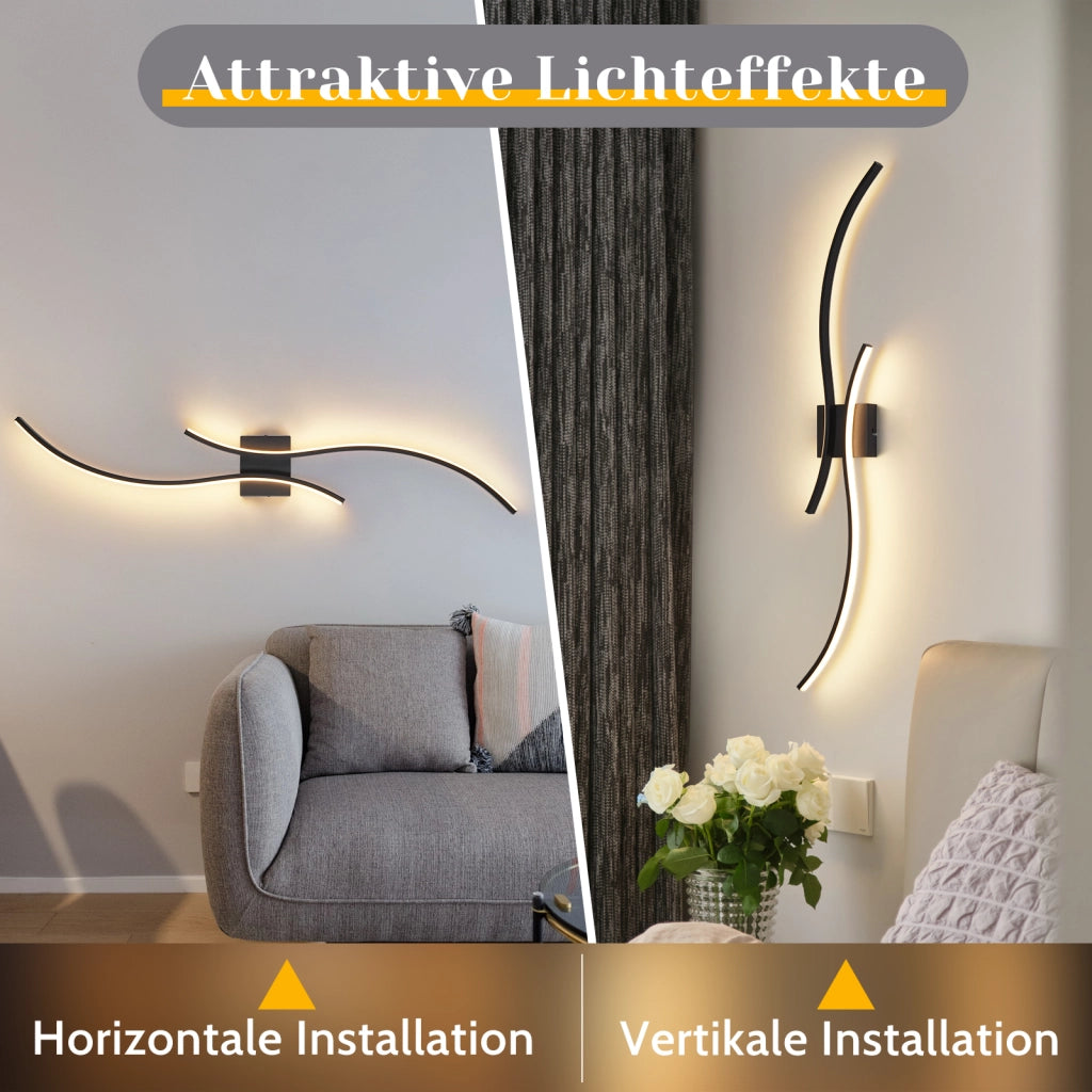 ZMH Applique a LED Nero 14w 100cm Bianco caldo 3000k per corridoio soggiorno camera da letto