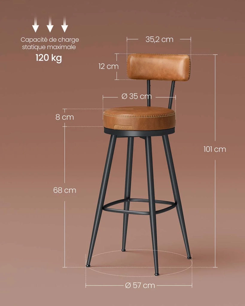 Set di 4 sgabelli da bar di design sedie da cucina sedute imbottite in PU con cuciture moderne per cucina/bar marrone 12_0005374