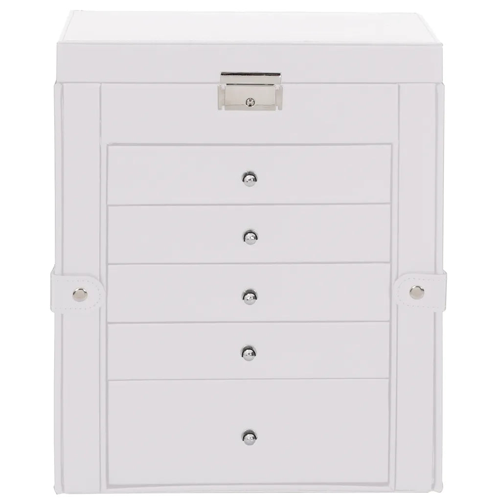 Portagioie a 6 Strati con Specchio Chiudibile a Chiave Bianco 4103564